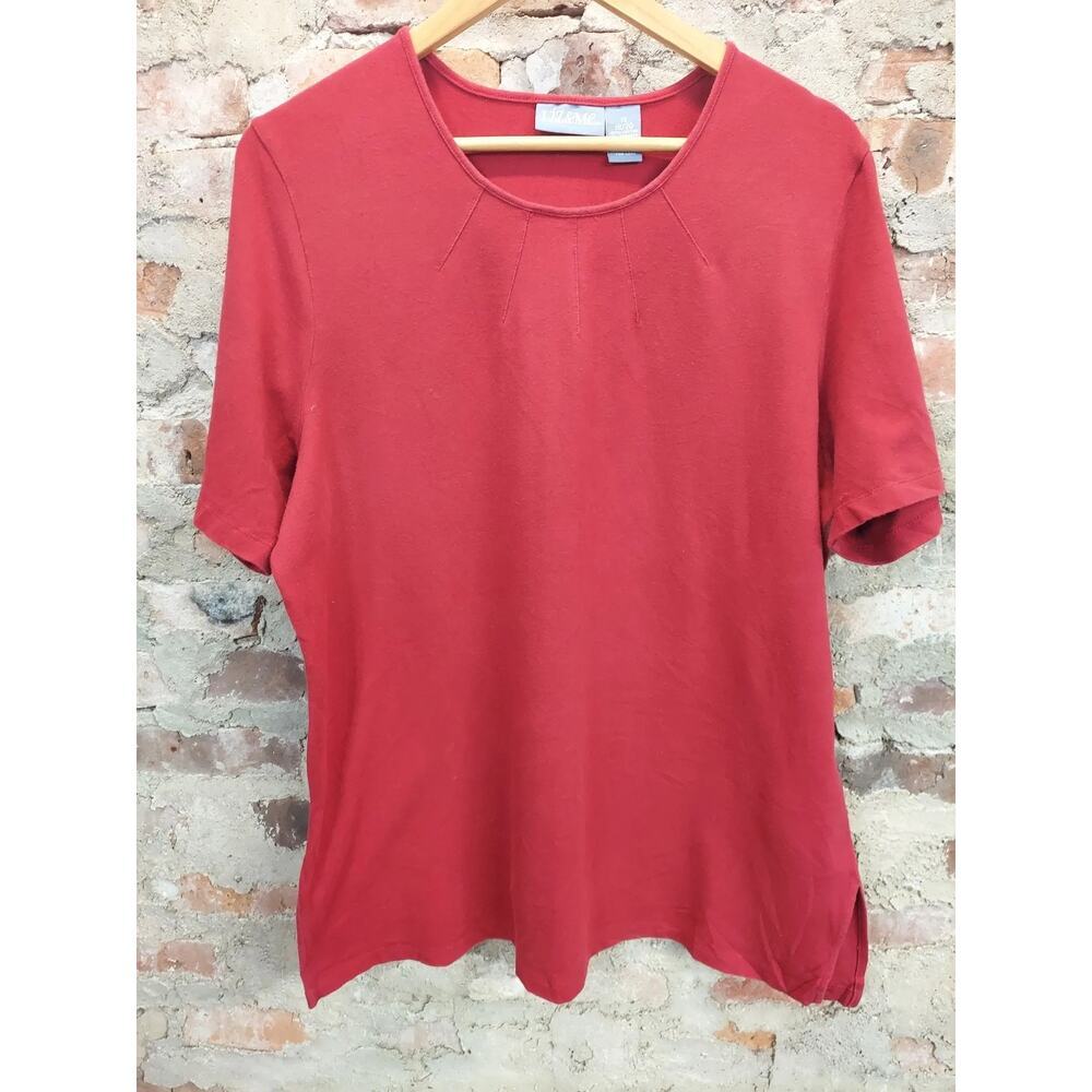 Liz & Me Womens T-Shirt Top Blouse Size 1X 18/20 Red Short Sleeve Scoop Neck